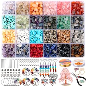 1250+ pcs crystal beads for jewellery making 24 colors irregular gemstone chip beads for necklace bracelet ring earring diy crystal jewellery making kit