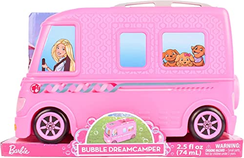 Barbie Dream Camper Bubble Machine | Vehicle Toy with Lights and Sounds for Kids | Bubble Solution Included - Sunny Days Entertainment