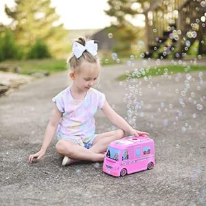 Barbie Dream Camper Bubble Machine | Vehicle Toy with Lights and Sounds for Kids | Bubble Solution Included - Sunny Days Entertainment