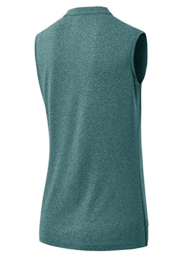 Rdruko Women's Golf Polo Sleeveless Lightweight Quick Dry Workout Tank Tops(Blackish Green, US M)