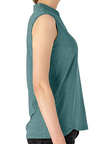 Rdruko Women's Golf Polo Sleeveless Lightweight Quick Dry Workout Tank Tops(Blackish Green, US M)