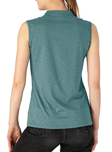 Rdruko Women's Golf Polo Sleeveless Lightweight Quick Dry Workout Tank Tops(Blackish Green, US M)