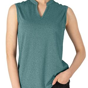 Rdruko Women's Golf Polo Sleeveless Lightweight Quick Dry Workout Tank Tops(Blackish Green, US M)