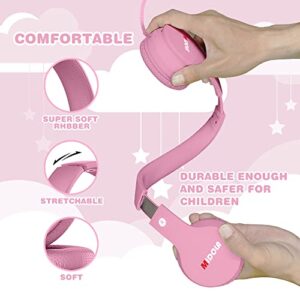 MIDOLA Kids Headphones Wired Over Ear Foldable Kids Volume Limit 85dB /110dB Light Foldable Headset with Inline AUX 3.5mm Mic for Child Boy Girl Travel School Gaming Pad PC Laptop Tablet Pink