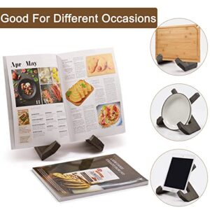 Solid Wood Cook Book Stand, Space - Saving Cookbook Holder - Farmhouse Kitchen Decor for Tablet, Fancy Plate, Vinyl and Recipe Book - Fits Thick Cookbooks & Textbooks, Fathers Day Gifts Idea