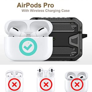 Koaichi Compatible with AirPods Pro(2nd Generation/1st Generation), Full-Body Rugged Hard Shell Protective Case Cover with Keychain Designed for AirPods Pro (2022/2019), Black