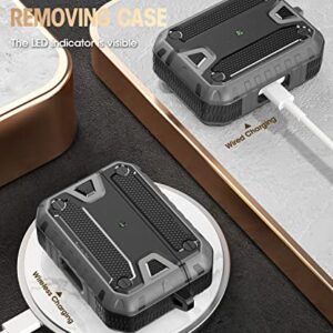 Koaichi Compatible with AirPods Pro(2nd Generation/1st Generation), Full-Body Rugged Hard Shell Protective Case Cover with Keychain Designed for AirPods Pro (2022/2019), Black