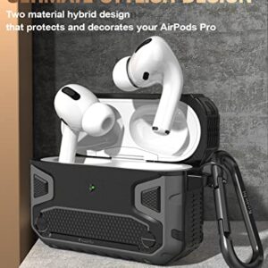 Koaichi Compatible with AirPods Pro(2nd Generation/1st Generation), Full-Body Rugged Hard Shell Protective Case Cover with Keychain Designed for AirPods Pro (2022/2019), Black