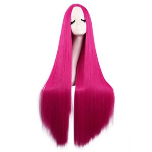 mapofbeauty 40 inch/100 cm fashion straight long costume anime cosplay anime wig (hot pink)