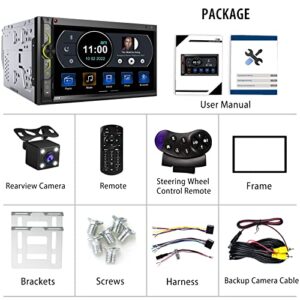 Double Din Car Stereo with Bluetooth: 7inch HD Car Multimedia Receiver – Car Audio MP5 Player | LCD Capacitive Touchscreen | Phonelink | Backup Camera | USB/SD/ AUX Input | AM FM Car Radio | SWC