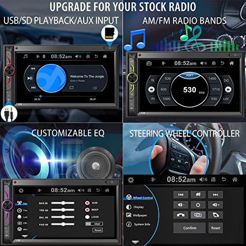 Double Din Car Stereo with Bluetooth: 7inch HD Car Multimedia Receiver – Car Audio MP5 Player | LCD Capacitive Touchscreen | Phonelink | Backup Camera | USB/SD/ AUX Input | AM FM Car Radio | SWC