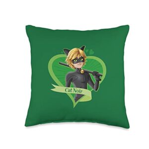 miraculous ladybug valentine's day love from cat noir throw pillow, 16x16, multicolor