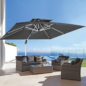 abccanopy 9ft cantilever patio umbrella double top square umbrella outdoor offset umbrella with 360° rotation,dark gray
