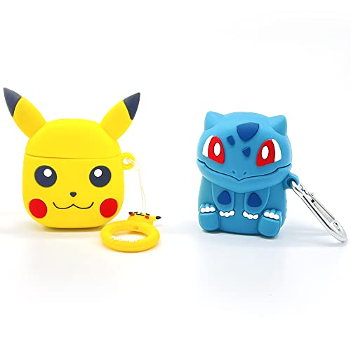 SGCOOG Cute 3D Cartoon Case for AirPods 1/2 (2016/2019 Release) Shockproof Protective Skin Accessories Silicone Cases Cover for AirPods 1&2 (Pika-Yellow-Chu)