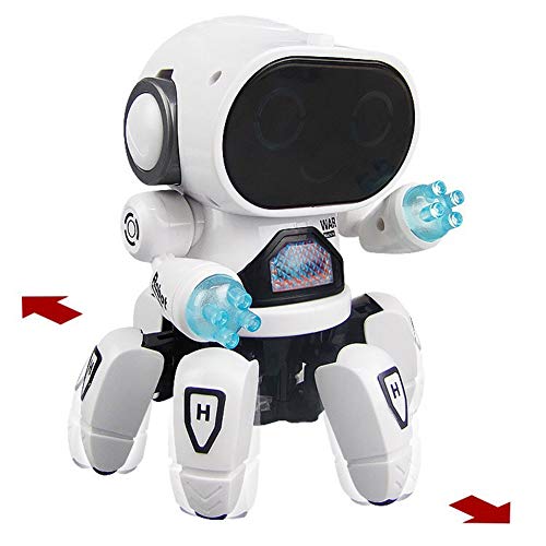 ONWRACE Cute 6-Claws Colorful LED Light Music Dancing Mini Electric Robot Kids Toy Blue