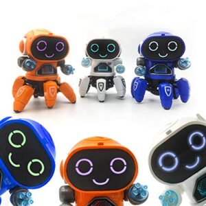 ONWRACE Cute 6-Claws Colorful LED Light Music Dancing Mini Electric Robot Kids Toy Blue