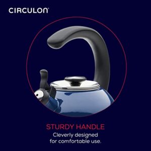 Circulon Enamel on Steel Whistling Teakettle/Teapot With Flip-Up Spout, 2 Quart - Navy