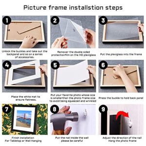 9x9 inch Wood Picture Frame for Wall Hanging or Tabletop Square Photo Frames with 1 Mats Display 7x7 inch for Baby Scan,Poster,Walls Decoration,Anniversary,Wedding,Christmas,Diamond Painting(Black)
