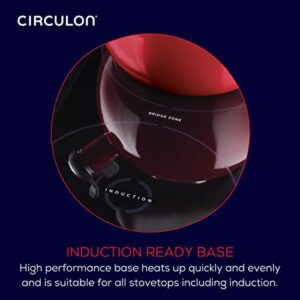 Circulon Enamel on Steel Whistling Teakettle/Teapot With Flip-Up Spout, 2 Quart - Red