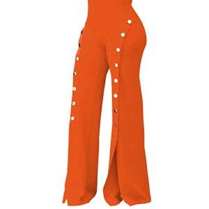 pinsv women's stretchy bootcut pull on dress pants business casual work pants orange l
