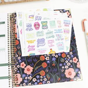 bloom daily planners Inspirational & Motivational Quotes Planner Stickers (8 Sheets / 200+ Stickers) - Hand-Lettered Positive Cute Aesthetic Quotes for Decorating Organizers, Scrapbooks, Laptops, etc.