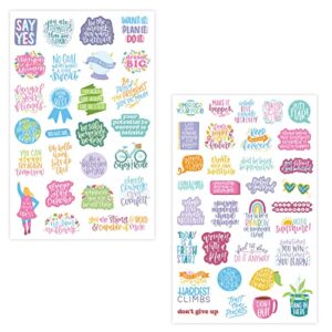 bloom daily planners Inspirational & Motivational Quotes Planner Stickers (8 Sheets / 200+ Stickers) - Hand-Lettered Positive Cute Aesthetic Quotes for Decorating Organizers, Scrapbooks, Laptops, etc.