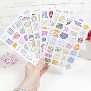 bloom daily planners Inspirational & Motivational Quotes Planner Stickers (8 Sheets / 200+ Stickers) - Hand-Lettered Positive Cute Aesthetic Quotes for Decorating Organizers, Scrapbooks, Laptops, etc.