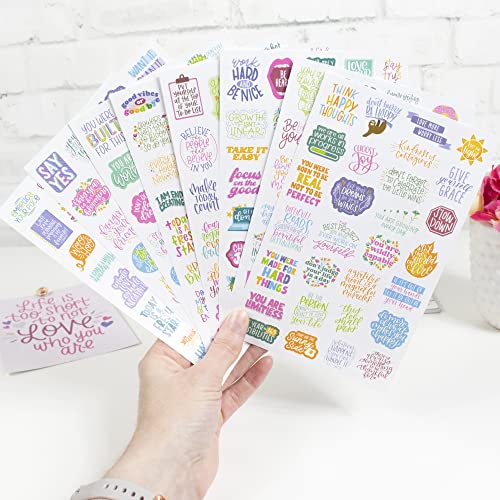 bloom daily planners Inspirational & Motivational Quotes Planner Stickers (8 Sheets / 200+ Stickers) - Hand-Lettered Positive Cute Aesthetic Quotes for Decorating Organizers, Scrapbooks, Laptops, etc.