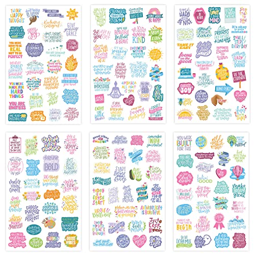 bloom daily planners Inspirational & Motivational Quotes Planner Stickers (8 Sheets / 200+ Stickers) - Hand-Lettered Positive Cute Aesthetic Quotes for Decorating Organizers, Scrapbooks, Laptops, etc.