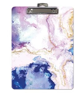 fashion clipboard, abstract art design, standard a4 letter size, 12.5" x 9", wooden clipboard, low profile clip, decorative clipboard, by better office products (blue-purple)