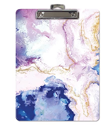 Fashion Clipboard, Abstract Art Design, Standard A4 Letter Size, 12.5" x 9", Wooden Clipboard, Low Profile Clip, Decorative Clipboard, by Better Office Products (Blue-Purple)