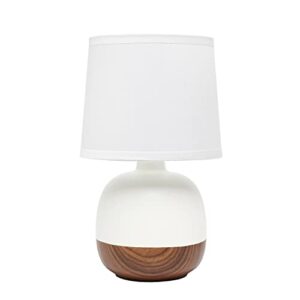 simple designs lt2078-dww petite mid century table lamp, dark wood and white
