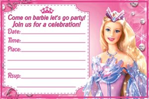 happy choices barbie invitation cards and envelopes – 20 fill-in invites for kids birthday bash and theme party, 10x15 cm, postcard style…