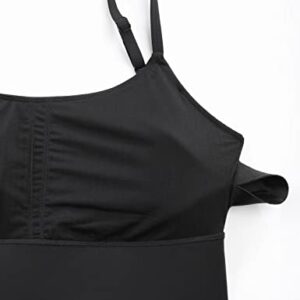 CRZ YOGA Adjustable Longline Sports Bra for Women - V Back Wireless Workout Padded Yoga Bra Cropped Tank Tops Black Medium