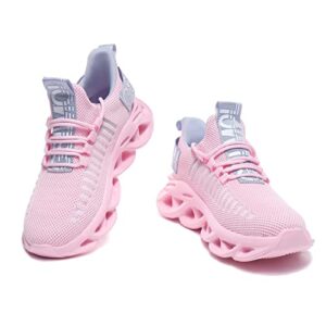gslmoln pink barbie shoes for women young girl's non slip athletic tennis walking blade type sneakers pink/blue size 7.5
