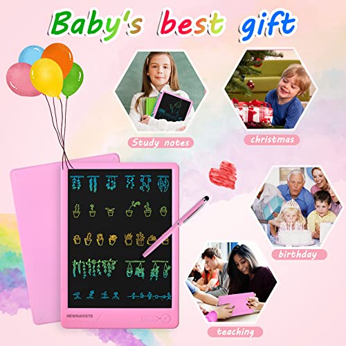 LCD Writing Tablet for Kids, 10 Inch Drawing Tablet Board with Magnetic Stylus for Phone Tablet, Reusable Doodle Board Educational Gifts Toddler Drawing Pad for 3~8 Years Old Boys Girls (Pink)