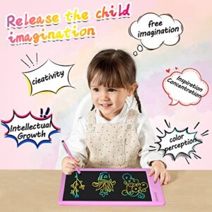 LCD Writing Tablet for Kids, 10 Inch Drawing Tablet Board with Magnetic Stylus for Phone Tablet, Reusable Doodle Board Educational Gifts Toddler Drawing Pad for 3~8 Years Old Boys Girls (Pink)