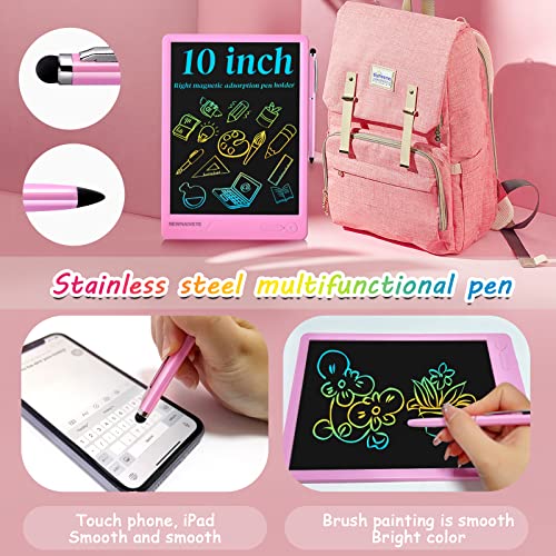 LCD Writing Tablet for Kids, 10 Inch Drawing Tablet Board with Magnetic Stylus for Phone Tablet, Reusable Doodle Board Educational Gifts Toddler Drawing Pad for 3~8 Years Old Boys Girls (Pink)