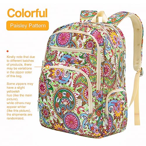 Travel Backpack for Women Large Overnight Weekender Bag Lightweight Casual Daypack College Campus Backpacks Fits 15.6 inch Laptop XL Carry On Back Pack Airline Approved Paisley Print Mochilas De Mujer