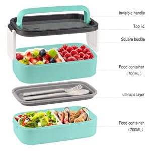 Adult Bento Box Lunch Box Large, Bento Box Japanese Lunch Box Kit with Bag & Utensils, Food Picks for Bento Box Containers, Stackable Bento Box for Adults, Microwave Bento Boxes BPA-free Food Safe