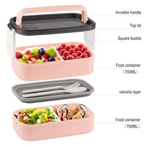 Adult Bento Box Lunch Box Large, Bento Box Japanese Lunch Box Kit with Bag & Utensils, Food Picks for Bento Box Containers, Stackable Bento Box for Adults, Microwave Bento Boxes BPA-free Food Safe