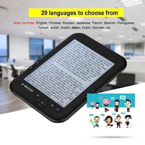 Heayzoki E-Book Reader,E‑Ink 6 inch E‑Reader,1024 x 768 Resolution Display 300DPI Blue Cover 16GB 8GB 4GB(Black)