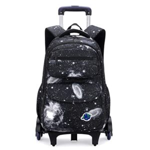 zhanao rolling backpacks for boys girls trolley school bags starry-sky print primary middle school boys wheeled