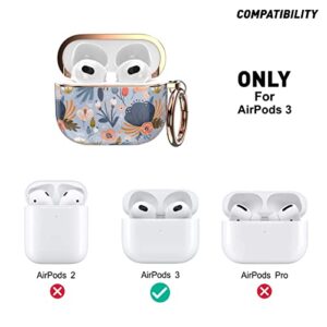 wenew case for AirPods 3, AirPod 3 case for Women, AirPods 3rd Generation case, Key Chain, LED Visible, Heavy Duty, Support Wireless Charging (Blue)