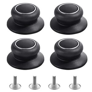 4pcs universal pot lid top replacement knob,heat resistant and prevent static electricity,easy installation kitchen cookware replacement pan lid holding handles. (black)