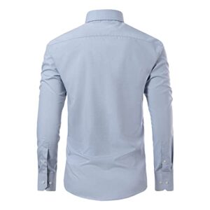 Gollnwe Men's Long Sleeve Slim Fit Casual Shirts Contrast Collar and Convertible Cuffs Dress Shirt Grey XL