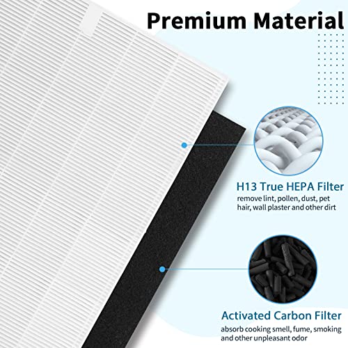 115115 Filter A Replacement for Win-ix Plasma-Wave Air Purifier C535 5300 5300-2 6300 6300-2 5000 9000 C909 AM90, 2 Pc H13 True HEPA Filter and 8 Pc Carbon Pre-filter