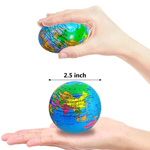 24 Pcs Globe Squeeze Balls,Earth Stress Relief Balls,Foam Squeeze Balls for Finger Exercise,Party Favors,School,Classroom,2.5 inch