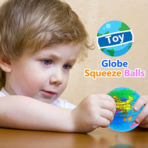 24 Pcs Globe Squeeze Balls,Earth Stress Relief Balls,Foam Squeeze Balls for Finger Exercise,Party Favors,School,Classroom,2.5 inch