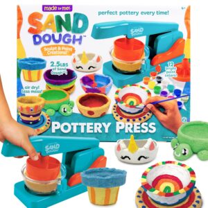 made by me! sand dough sculpt & paint creations! pottery press, sand dough bowl kit, paint & create your own pottery, mess-free pottery kit for kids, great arts & craft activity for ages 6, 7, 8, 9